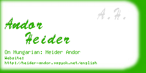 andor heider business card